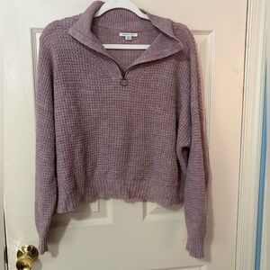 American Eagle Cozy Lavender Quarter-Zip Sweater